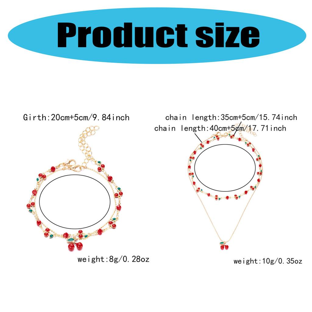 Vintage Inspired Cherry Charm Bracelet Adjustable Bohemian Style Cubic Zirconia Clavicle Chain For Casual Or Party Wear