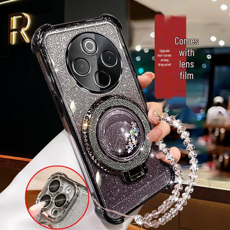 

New Vivo Y78+ Glitter Silicone Phone Case with Y33S Bracket - Stylish and Simple Design for Women Y50 5G