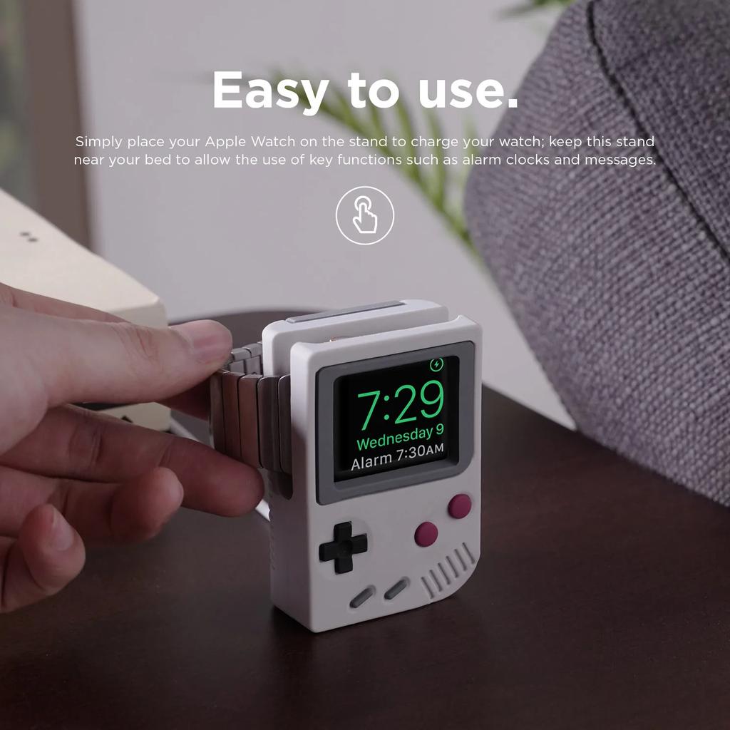 Schreibtischhalter für Apple Watch Lade-Ständer Retro-Computer-Muster Ladebasis für iWatch 8 7 6 5 4 3 2 SE Silikon-Dock