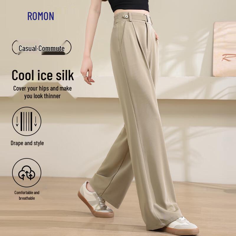 

Women s Summer Ice-Silk Wide-Leg Trousers L