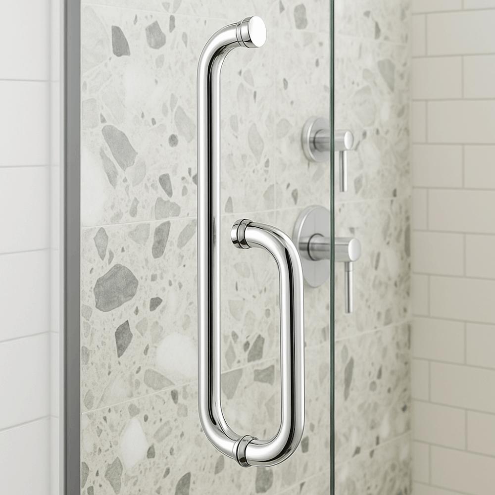 304 Stainless Steel Shower Room Handle Bright Black Finish Copper Core Bathroom Handle Thickened Design High-End Atmosphere