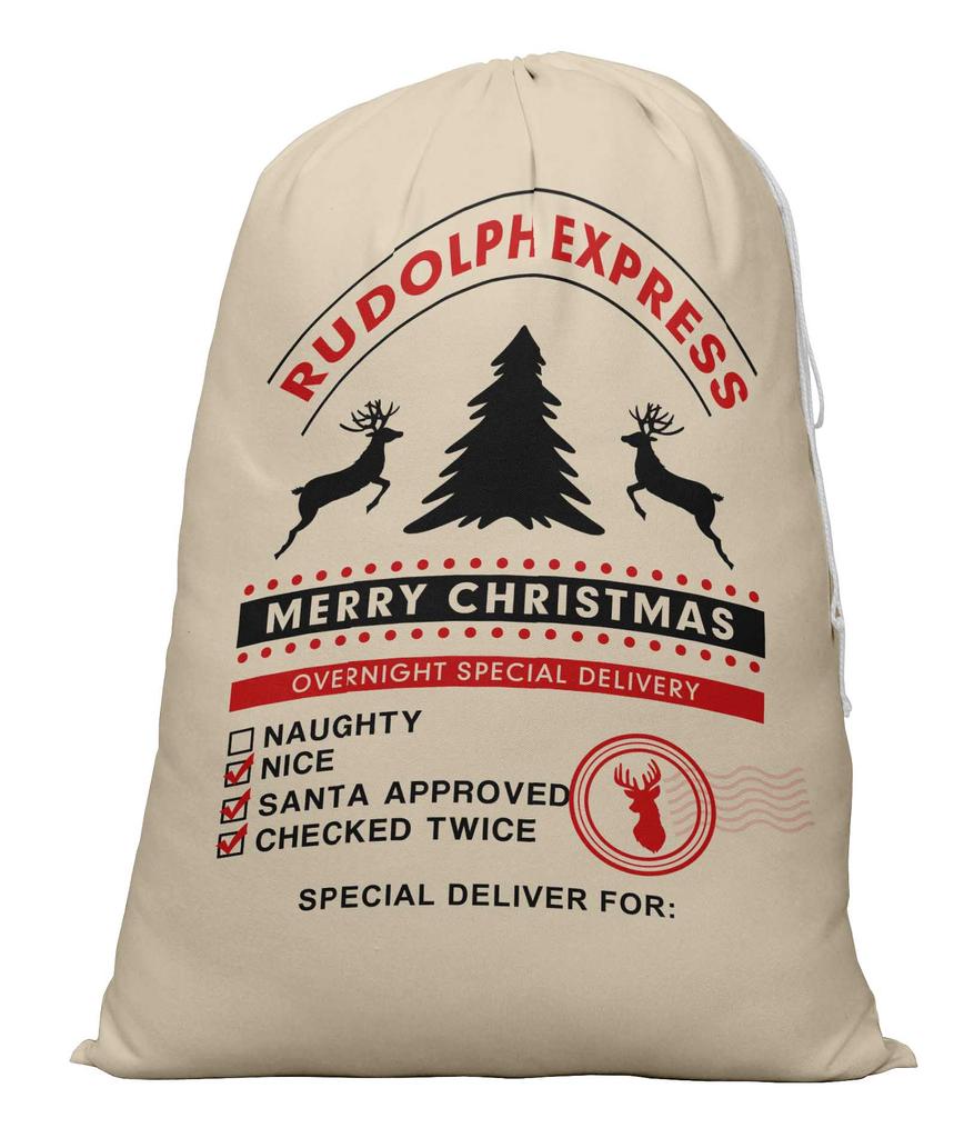 Printtoo Pack Of 2 Pcs Xmas Presents Storage Bags Large Santa Gift Sack With Drawstring Christmas Party Favor 27x20 Inch