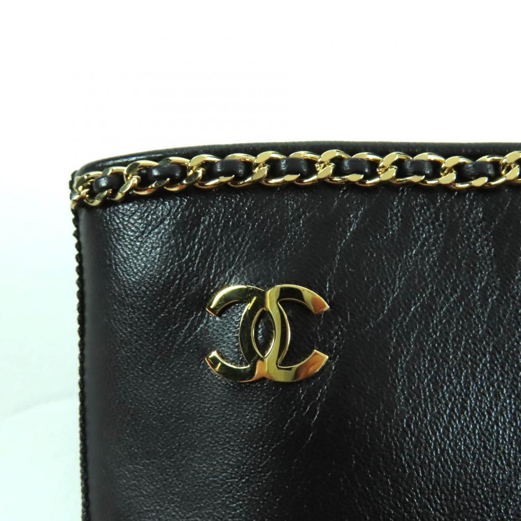 Great CHANEL short boots black leather Women 38 G37826 Used