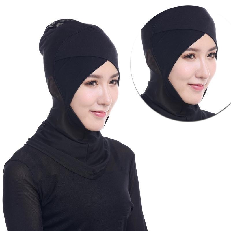 Hijab Styling Under Scarf Ninja Inner Neck Chest Plain Hat Cap Bonnet Black soft