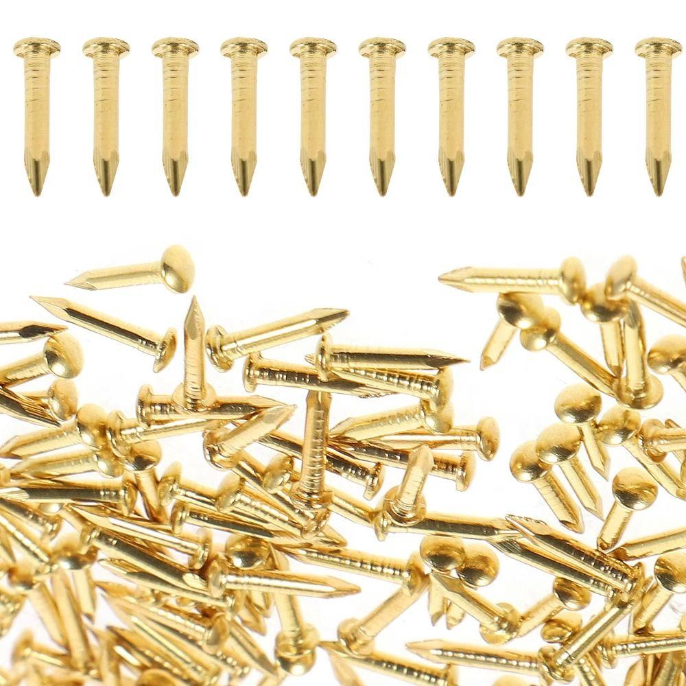 100 pcs Pure Brass Brass Nails Rust-proof Brass Nail Track Mini Round Head Pins Fine Repair