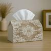 1pc Beige Tissue Holder Suitable for Home & Event Decor - Sturdy Tissue Box with Textured End, Durable Storage,, Bedroom, Holiday Decoration - Classic
