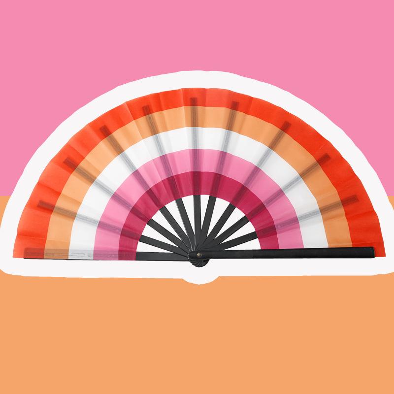 Rainbow Folding Fans Gay Lesbian Decorative Folding Fans, Large Handheld Fan Bamboo Folding Fan For Men/Women, Wedding, Dancing,