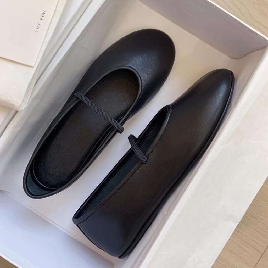 Sheepskin Version~ Minimalist One-word Belt Leather Soft-soled Mary Jane Single Shoes Women's Small Heel Ballet Shoes Small Leather Shoes Laden Shoes