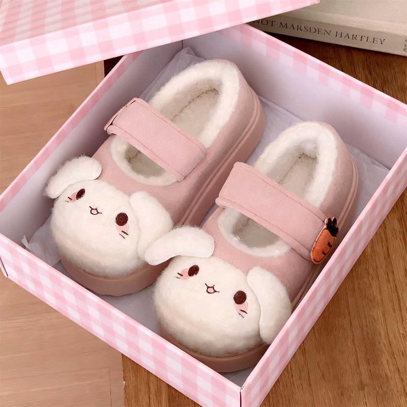 

Туфли на толстой подошве на липучке для девочек на зиму, мягкие и милые туфли-бобы, новые хлопковые туфли 34-35 розовый