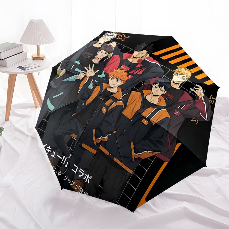 

1pc Haikyuu!! Collaboration Automatic Opening Folding Umbrella with 8-Bone Iron Frame Portable Design for Outdoor Use, Perfect Gift for Fans, Traveler