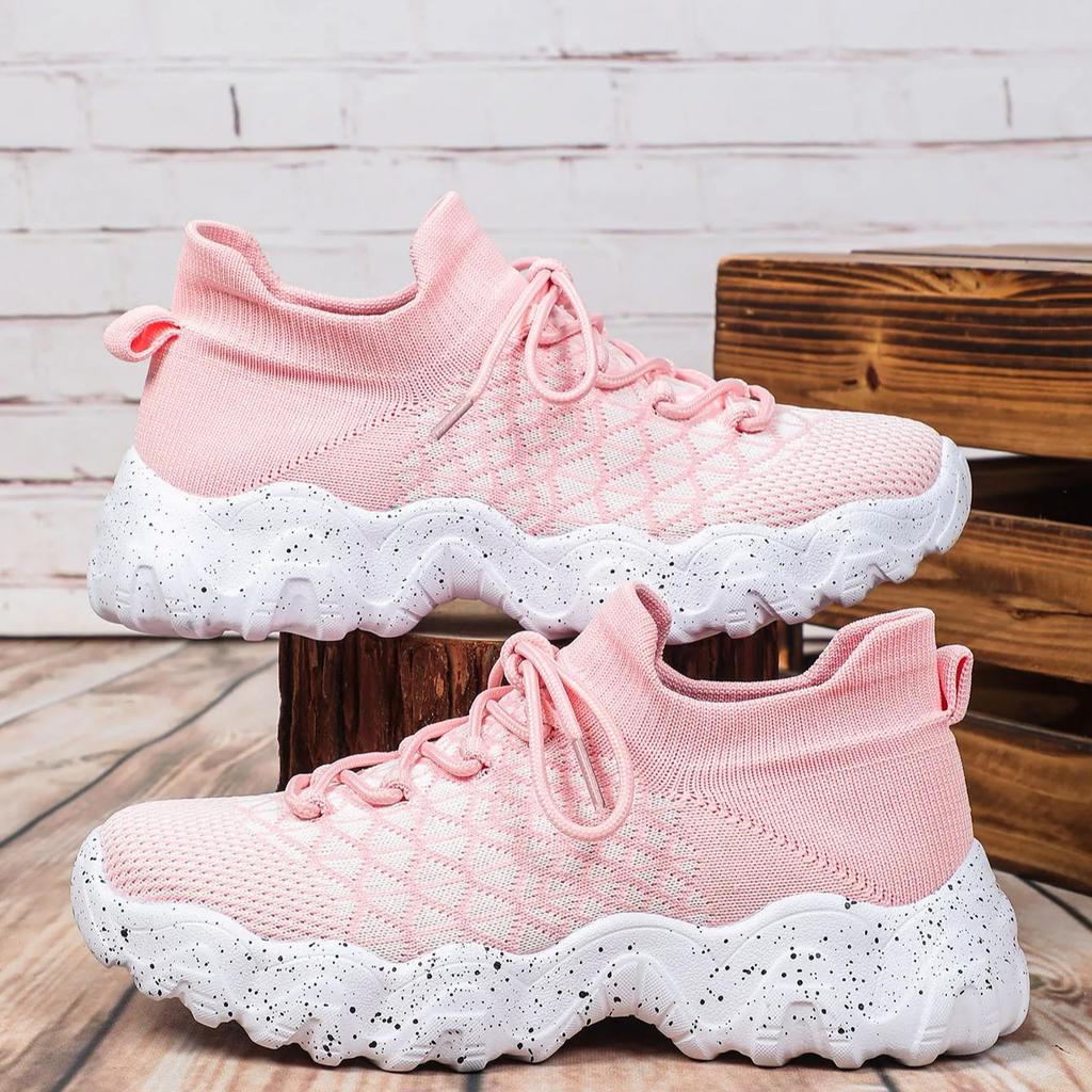Lightweight Socks Shoes Women Men Breathable Knitted Casual Sneakers Slip-on Soft Sole Platform Footwear for Running Gym Fitness