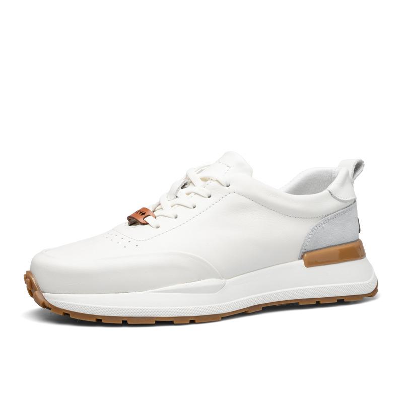 Nowość 2024 Męskie Casualowe Męskie Buty ze Skóry Naturalnej Styl Brytyjski Gruba Podeszwa Męskie Skórzane Sneakersy Rekreacyjne Buty Outdoorowe