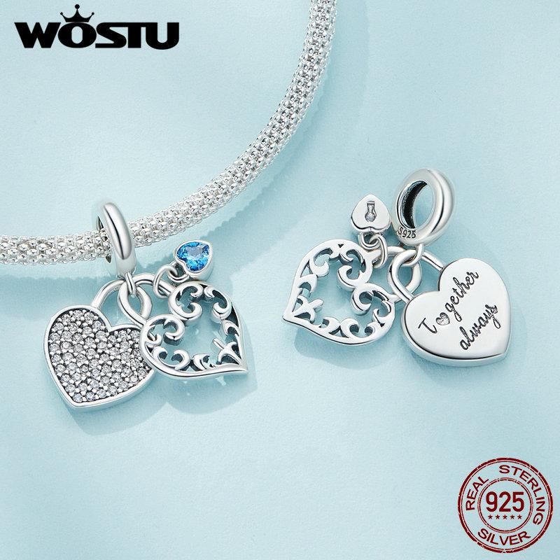 

WOSTU Lovely Home Series из стерлингового серебра 925 пробы с замком в виде сердца, подвески, подвески, семейный дом, бусины, подходят для оригинального браслета, ожерелье «сделай сам» 925 silver