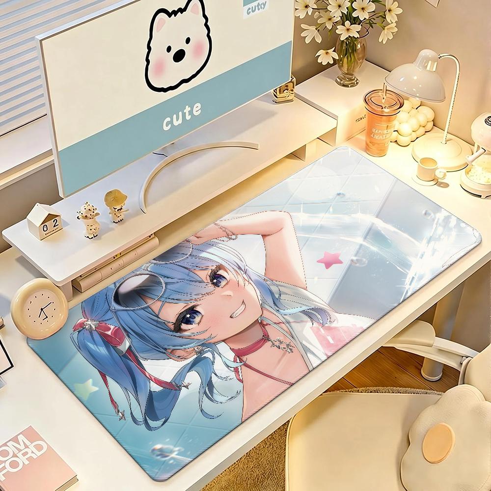 Virtual Singer H-Hoshimachi S-Suisei Mouse Pad Anti Slip Rubber Edge Locked Thickened Laptop Gaming Desk Mat
