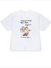 White Short Sleeved Tshirt With Fun Korean Text Combination Illustration Round Neck Kawaii Y2k Tops Versatile Summer Tees