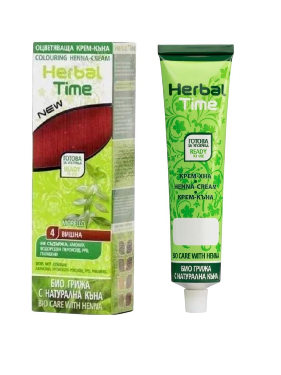 

Хна Вишня Фарбувальний крем Відтінок хни №. 4 Вишня Натуральна хна Вишня крем для волосся Herbal Time Cherry
