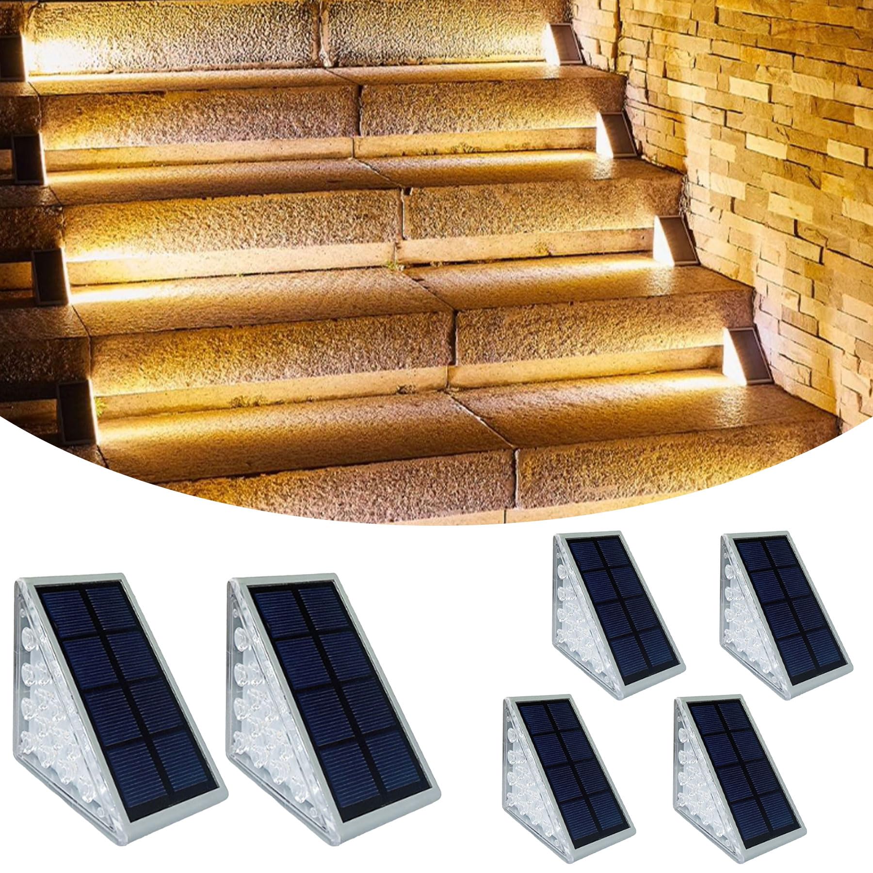 

DODOGOD Stair Garden Solar Step LED Warm White Automatic Automatic Night Solar Light Easy Adhesive Screw Ideal for and Parking Lots Set of Lights,