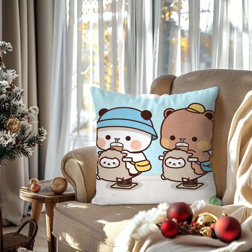Cartoon One And Two Cloth Animation Pillow Case Square Pillow Bedroom Sofa Leisure Comfort Car Living Room Home Decoration 40X40