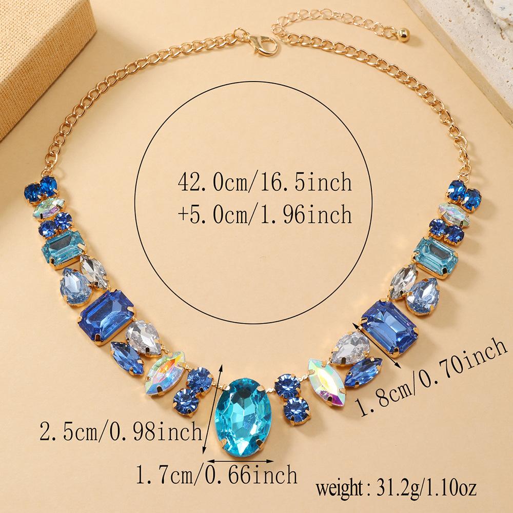 French Vintage Waterdrop Crystal Choker Necklace for Women Elegant Rhinestone Statement Collar Chain