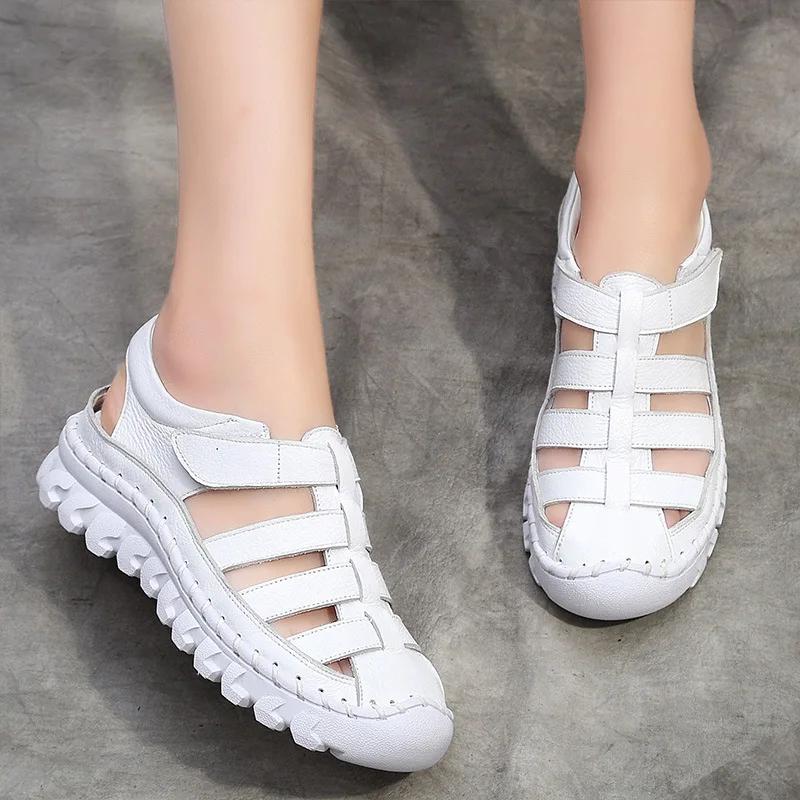 Mode Sommer Neu Übergröße 4142 Original Handgefertigte Sandalen Damen Baotou Leder Freizeitsandalen