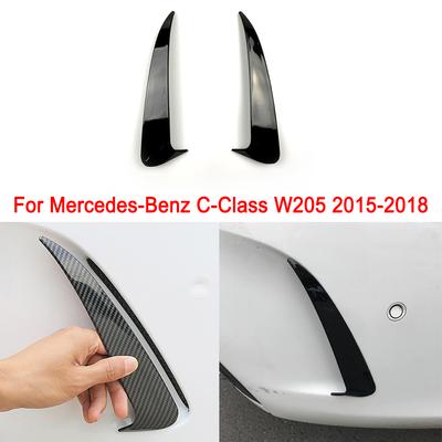 For Mercedes-Benz C-Class W205 2015-2018 Gloss Black Car Rear Bumper Side Spoilers Canard Air Vents Cover Wind Knife Modified