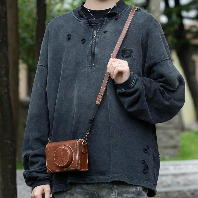 PU Camera Bag Sony ZV-E10 Canon PowerShot V1 Compact Video Small Crossbody Pouch With Shoulder Strap