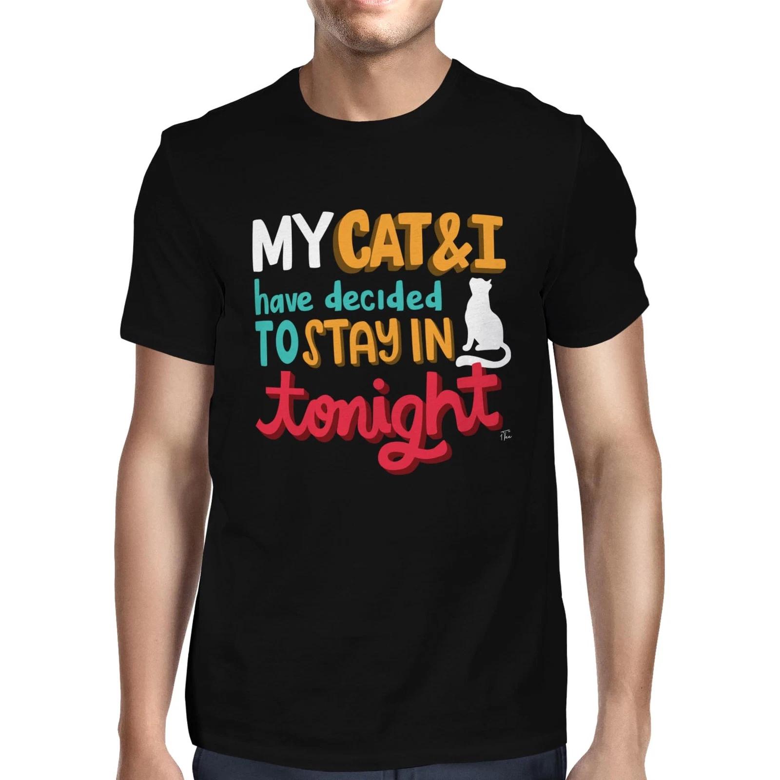 1Tee Mens My Cat and I Have Decided To Stay In Tonight T-Shirt XXXL