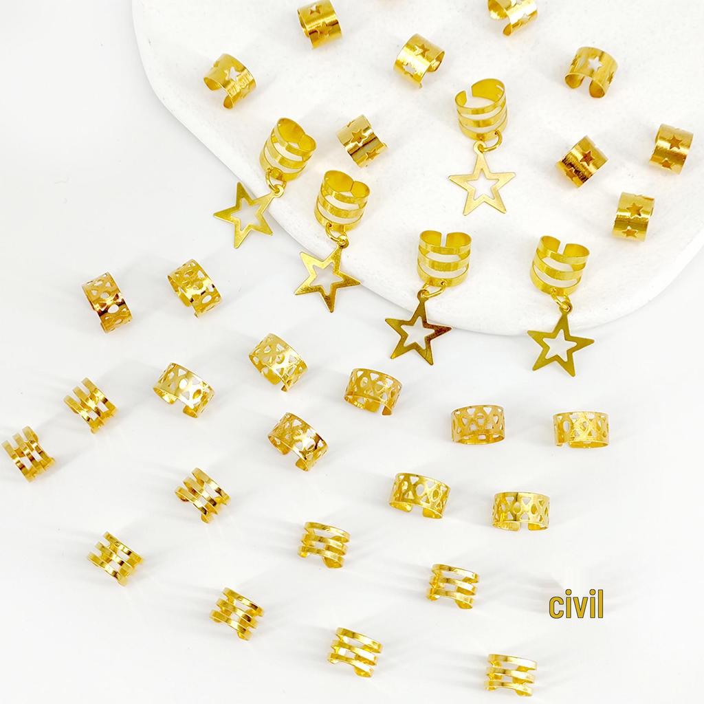 35 Pcs Hollow Dreadlock Hair Rings - European and American Hot Selling Style