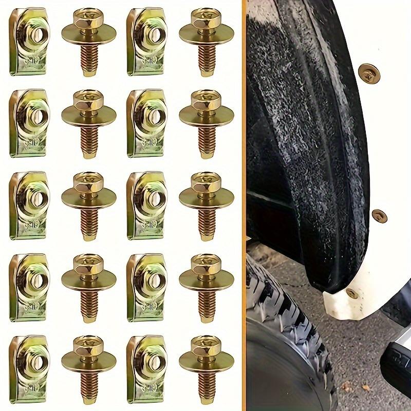 40pcs Heavy-Duty Steel U-Nut Clip Fasteners for Car Hood Protection - Secure Bolt Mounts with Screw Installation 20 Screws&20 Nuts
