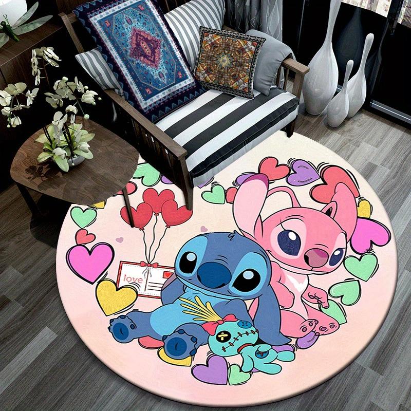 1pc Stitch Round Area Rug,Non Slip,Machine Washable Polyester Carpet for Living Room,Bedroom Decor