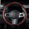 Carbon Fiber Steering Wheel Cover, Snap On Car Steering Wheel Cover Set Accessories 3Pcs Wrap Grip Non Slip Protector Universal Glossy Red