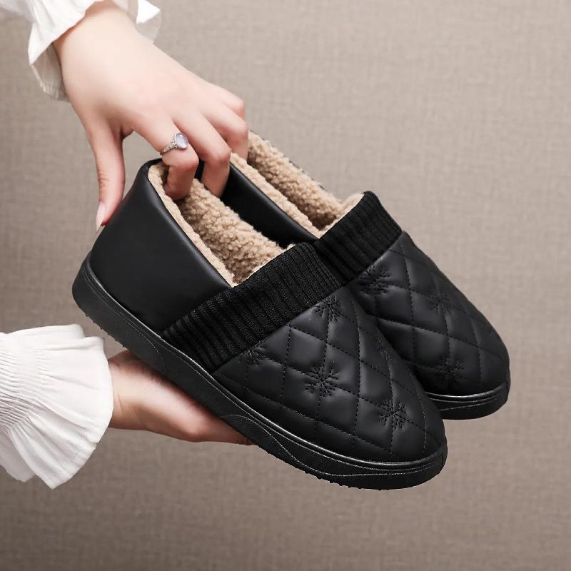 2025 winter new women's cotton shoes velvet thickened middle-aged and elderly mother shoes short tube one pedal flat snow boots