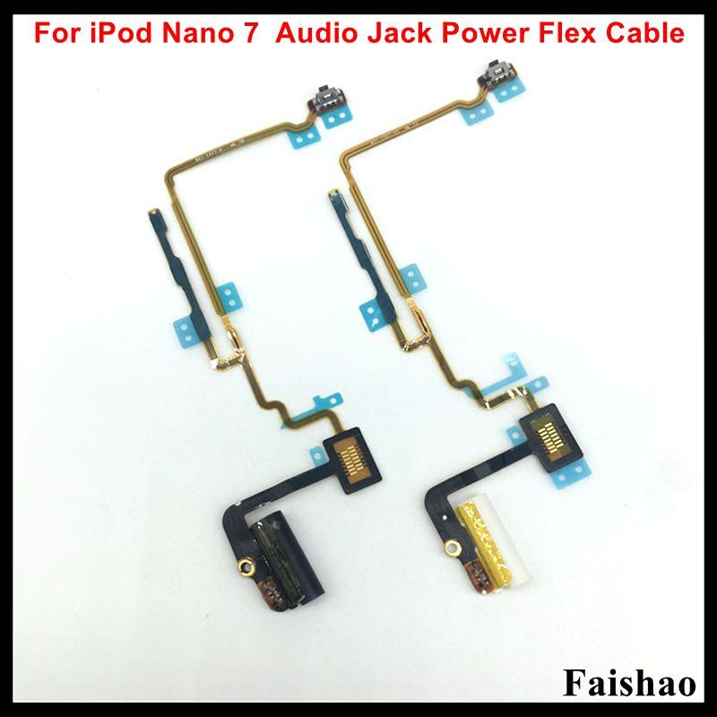 

FaiShao New Headphone Audio Jack Power Volume Button Flex Cable For iPod Nano 7 7th Gen White Black Replacement белый