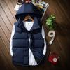 Winter Outdoor Couple Padded Vest Men Slim Fit Sleeveless Jacket Solid Color Stand Collar Zip Up