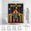 Vintage Circus Show Elephant Shower Curtain, Retro Carnival Tent Stars Bathroom Decor, Colorful Whimsical Fabric Bath Curtain