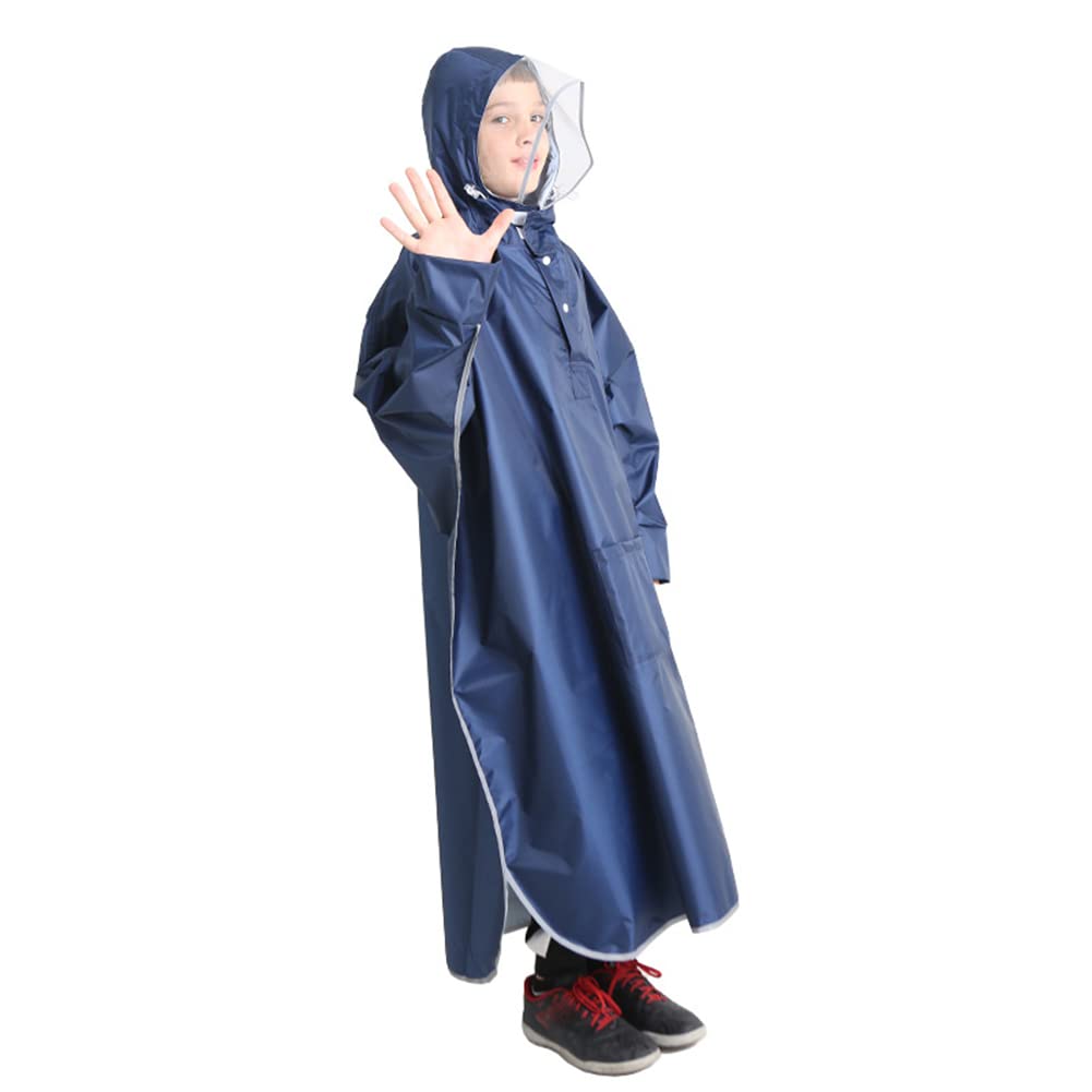 Suitable for School Unisex Rain Parents and Rain Gear [Yolrky] Children's Raincoat, Bags, Poncho, Kids, Boys, Girls, Children, Raincoat, (Navy, M)