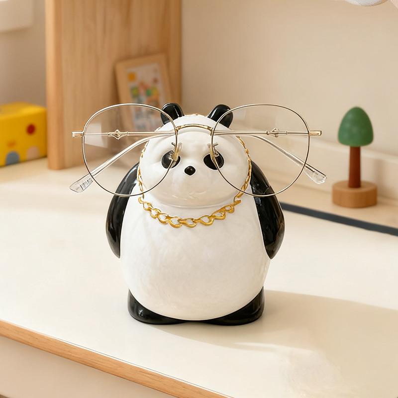 Suporte de Óculos Panda Invertido Fofo Suporte de Óculos de Mesa de Escritório Rack de Armazenamento de Óculos de Sol Ornamento de Decoração de Quarto Doméstico