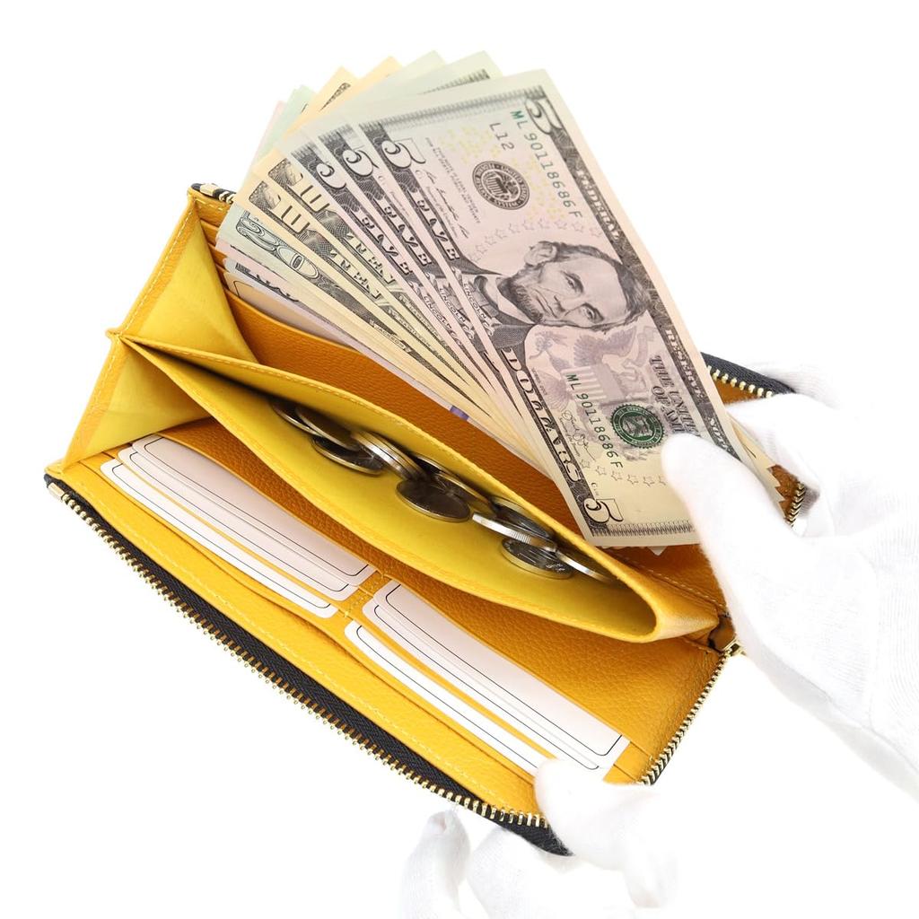 Stingray Leather Long Wallet Wallet YKK Zipper Leather Garusha Stingray Black Inside Orange Genuine Leather Bicolor [Levetta] L-shaped Men's Women's