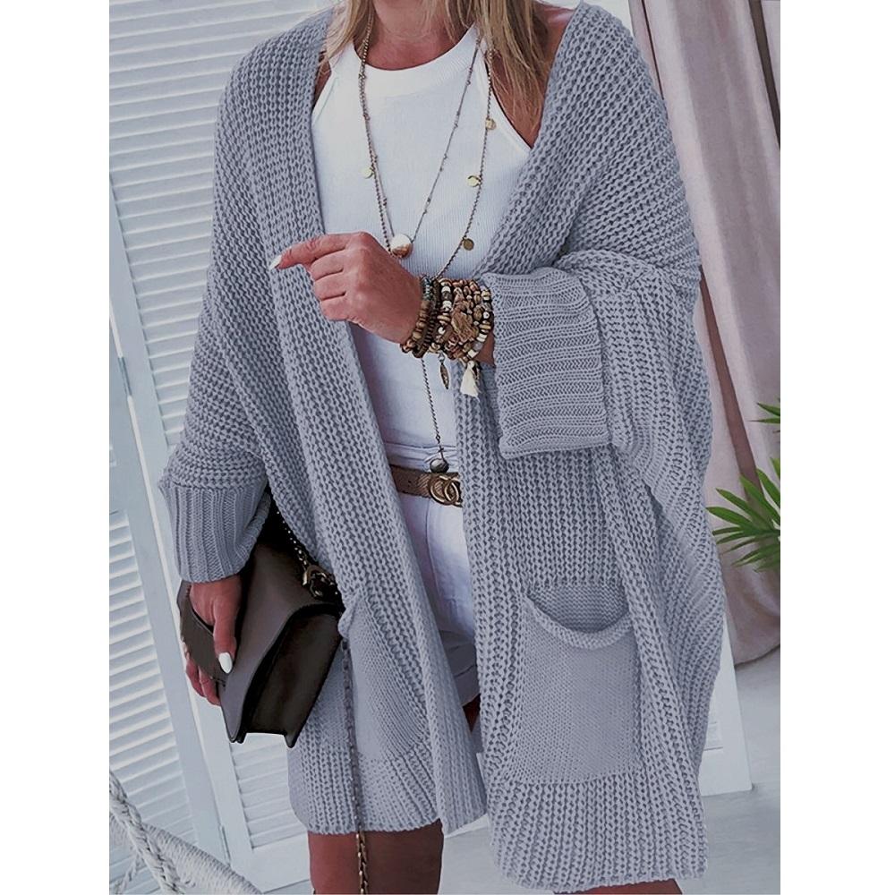 

Женские осенне-зимние вязаные свитера, кардиганы, пальто, женские большие свободные длинные свитера, верхняя одежда S серый