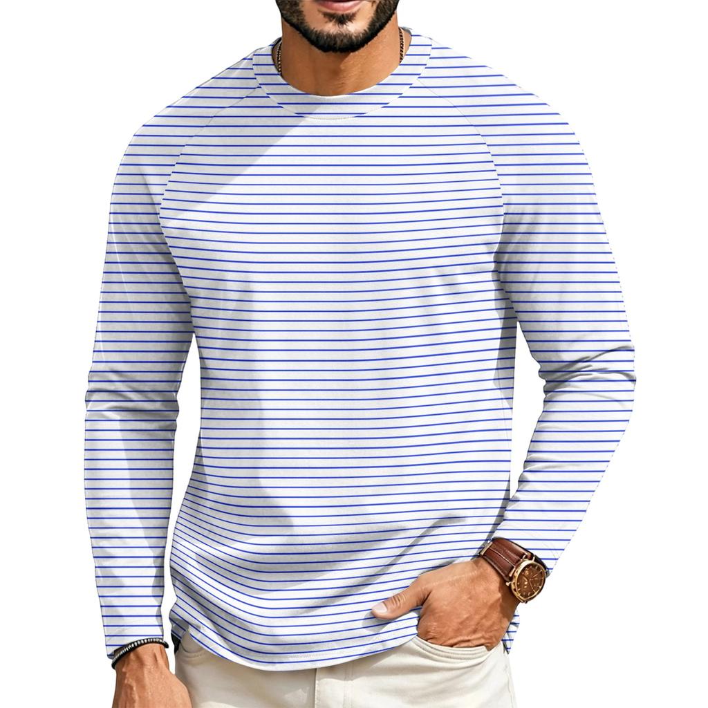 T-shirt décontracté à manches longues raglan et col rond pour homme