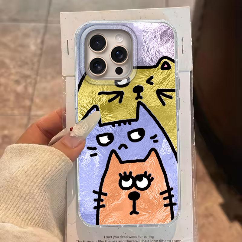 Case For IPhone 16 15 13 Plus Pro Max 7 14 Pro 5G Phone Cover Orange Cat Cartoon For IPhone 16e Protective Silicone Luxury Bag