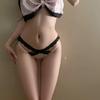 Rose Pink Lace Trim Satin Bowknot Panties for Women