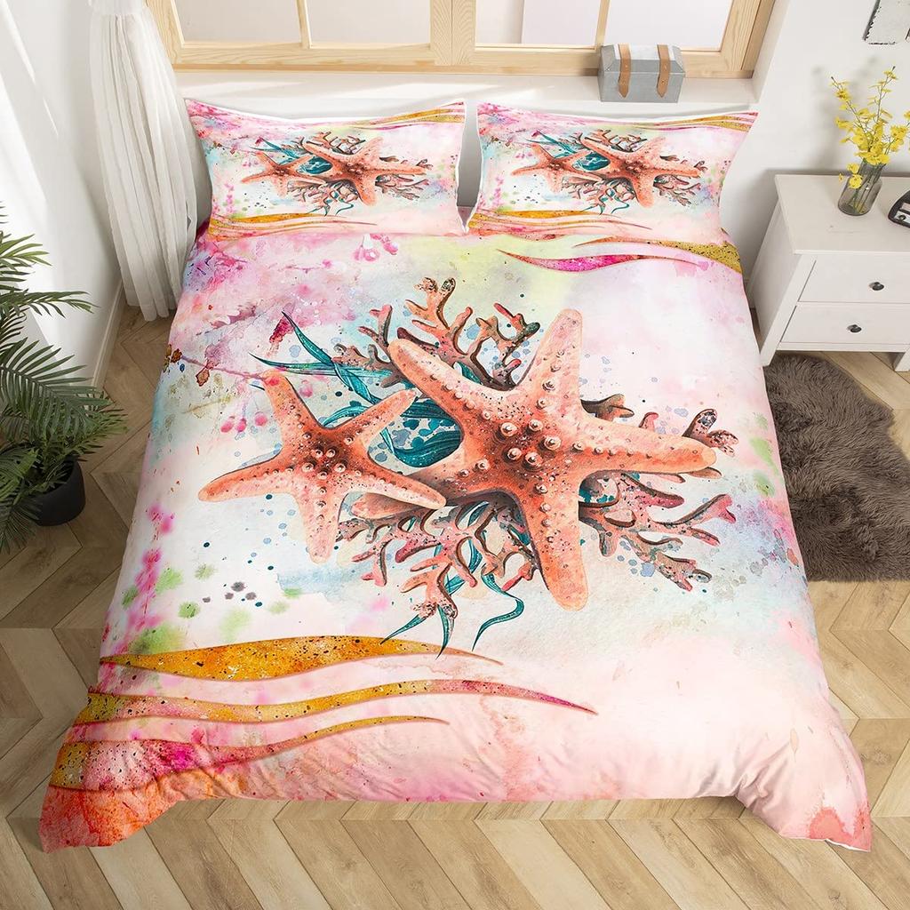 3D Octopus Sea Turtle Duvet Cover Retro Sailboat Crab Reptile Bedding Set Marine Mediterranean Style Jellyfish Comforter Cover