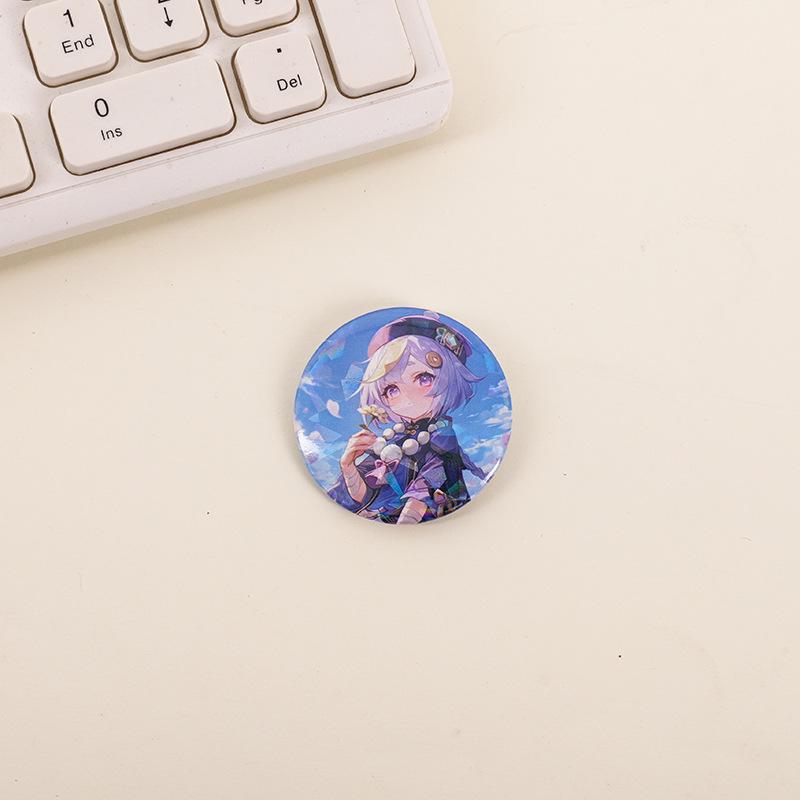 Genshin Impact Tinplate Brooch Set: Keqing, Xiao, Hu Tao, Klee, Kazuha - Cute Character Button Pendant Collection