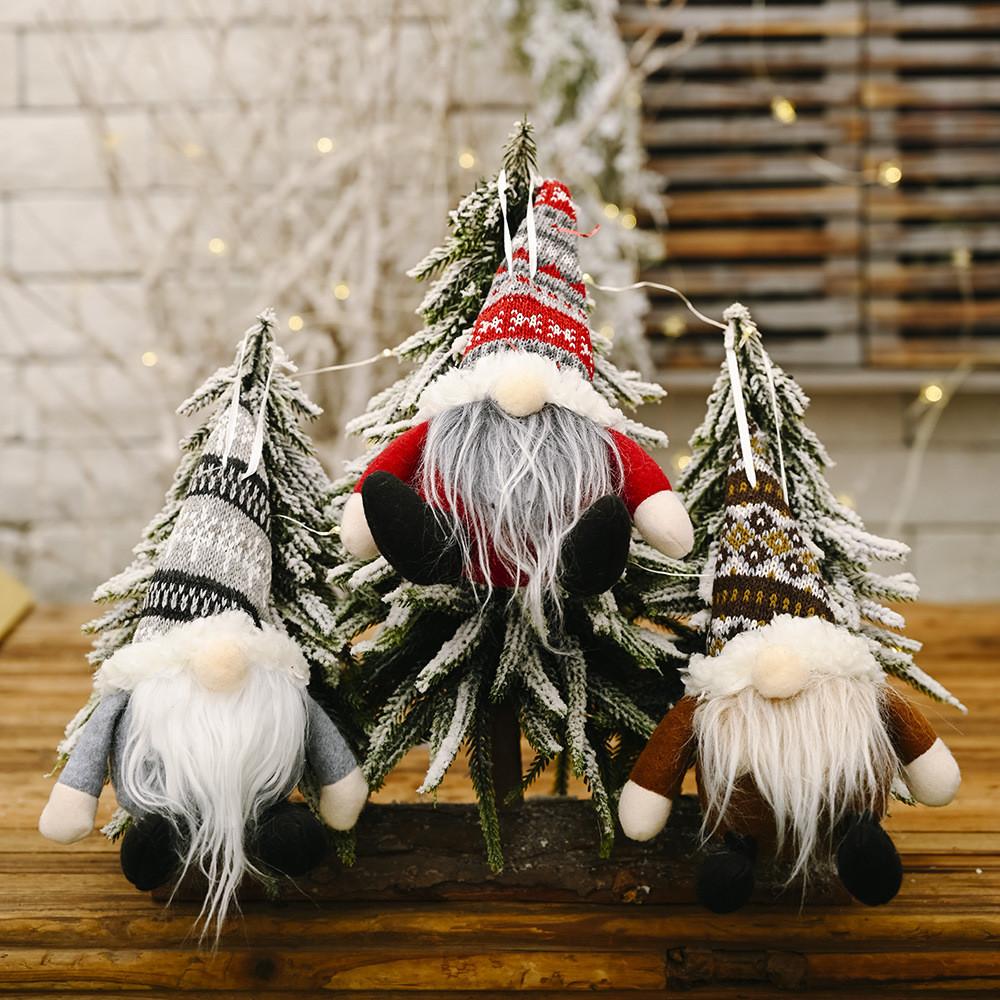 Charming Knitted Hat Forest Old Man Hanging Ornament For Christmas Decoration