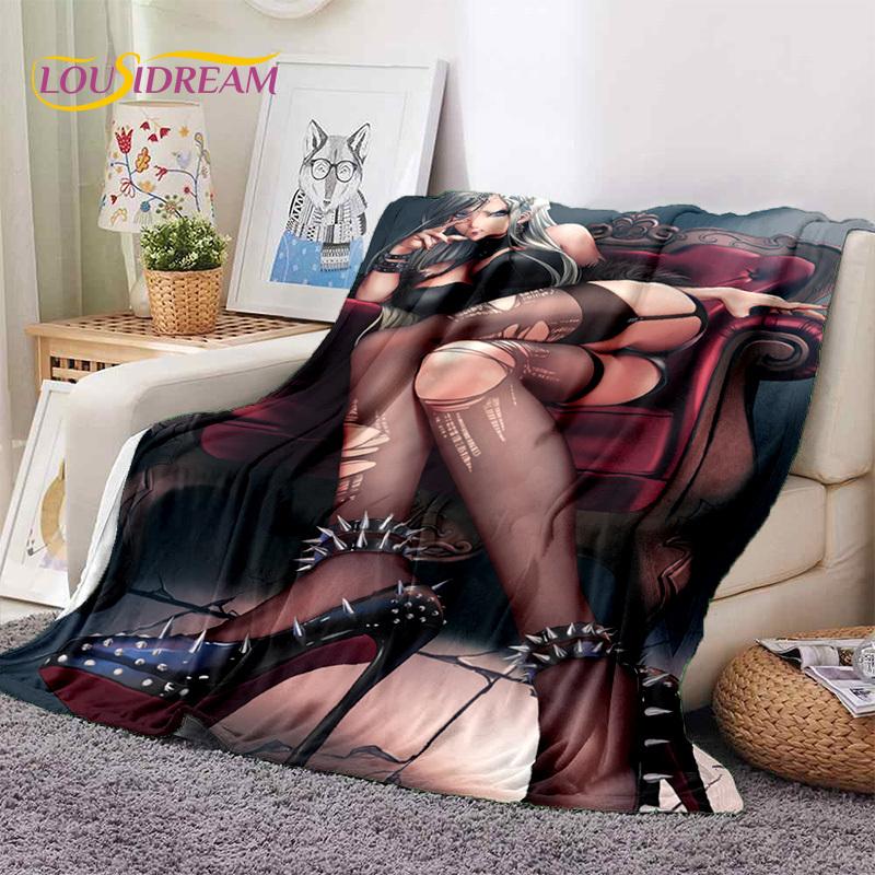 Cartoon Character Sexy Lace Girls Cute Anime Soft Blankets,Keep Warm Throw Blanket Comfortable for Picnic Beds Sofa Home Bedroom