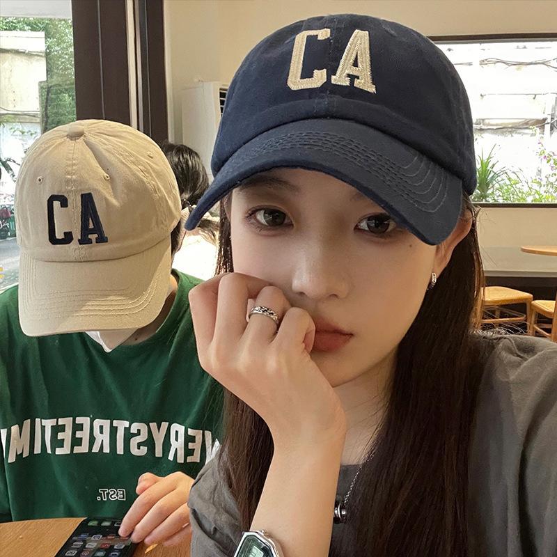 Spring And Autumn Seasons Hat Fashion Niche Simple Bone Embroidery Travel Versatile Big Head Circumference Shade Cap