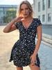 Summer Floral Knit Dress With Vneck Short Sleeves For Casual Women