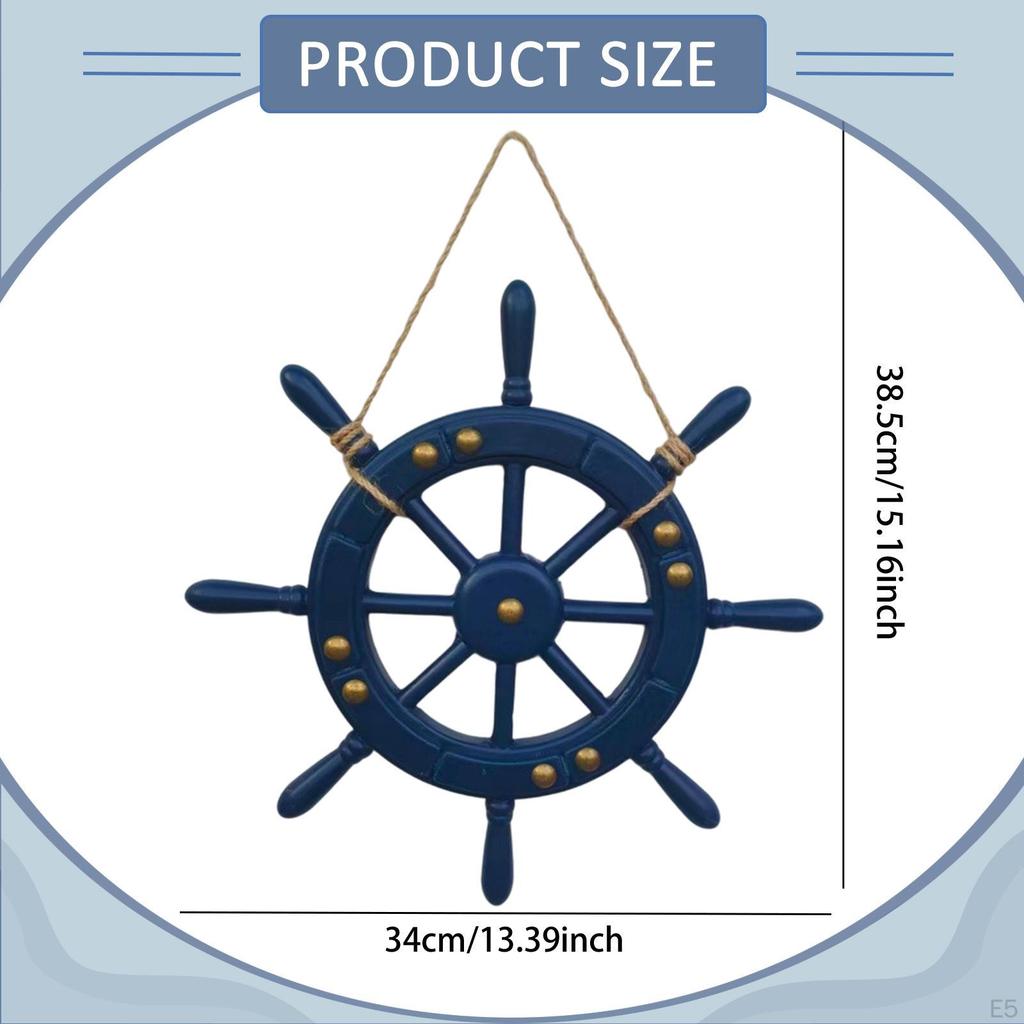 Boat Ship Steering Wheel Rudder Hanging,Ornament Beach Theme Decor Wall Art Wooden for
