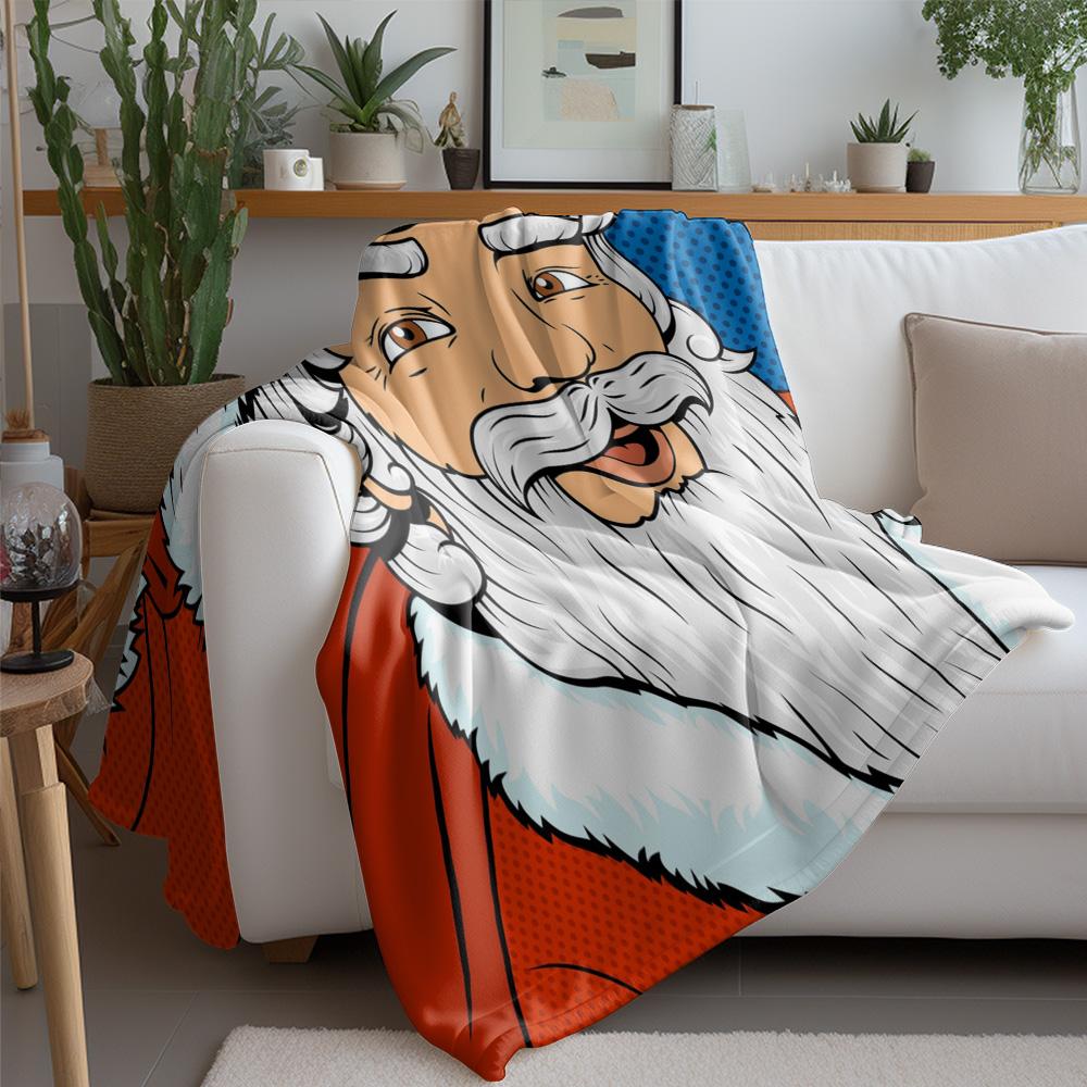 Santa Claus Throw Blanket Christmas Reindeer Festive Holiday Cozy Fleece Bedding Gift Decor Holiday Home Decor Xmas Gift